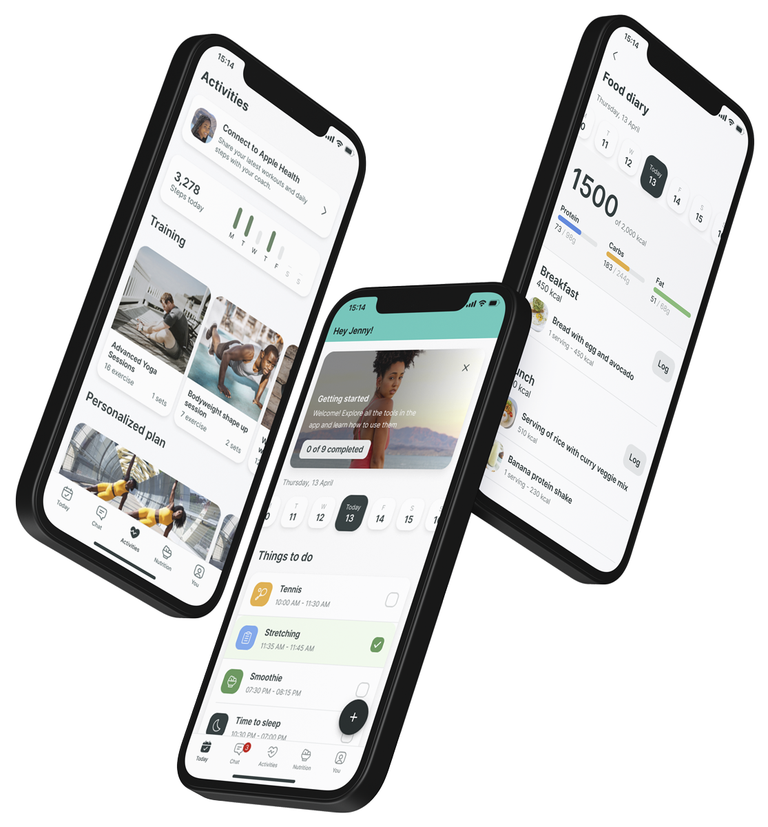 A mockup of the coaching app showcasing the features.